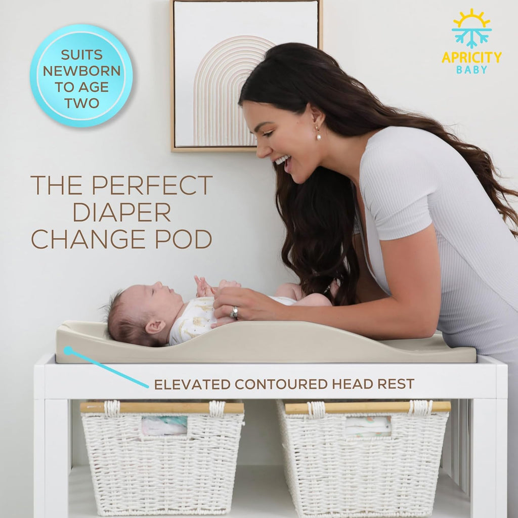 Apricity Baby Changing Pod- Beige -Waterproof Non-Slip Changing Pad Easy-to-Clean Diaper Changing Station for Dresser Tops Large Portable Wipeable Changing Pad for Newborns to Toddlers Diaper Changer