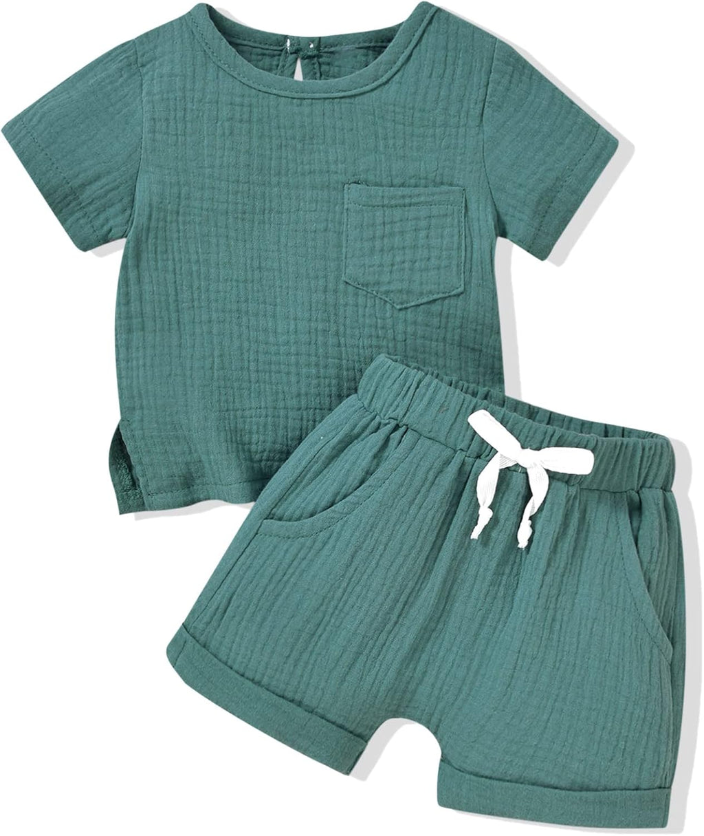 Gender Neutral Baby Linen Summer Outfit