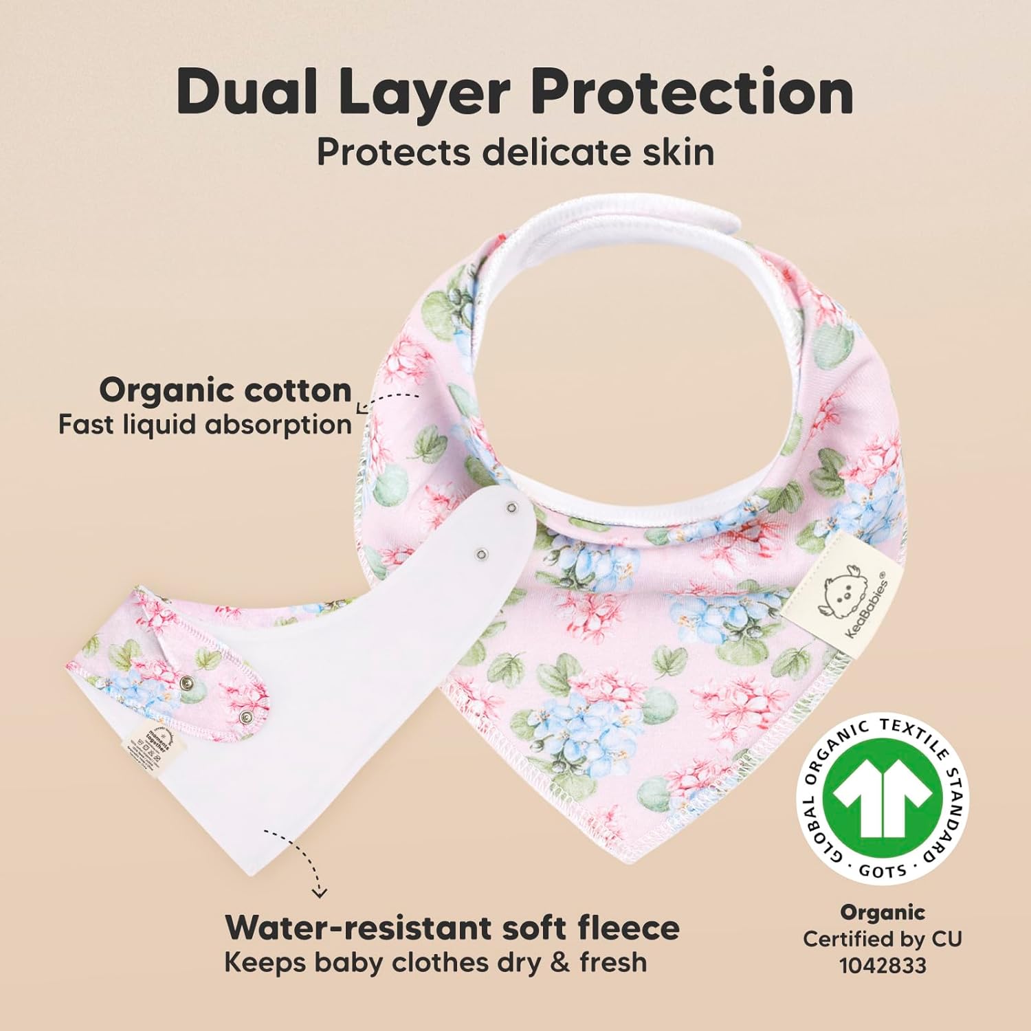 8-Pack Organic Baby Bandana Bibs for Girls - Super Absorbent Triangle Baby Bibs for Drooling and Teething Infant, 100% Cotton Extra Soft for Newborn, Infant 0-36 Months (Flourish)