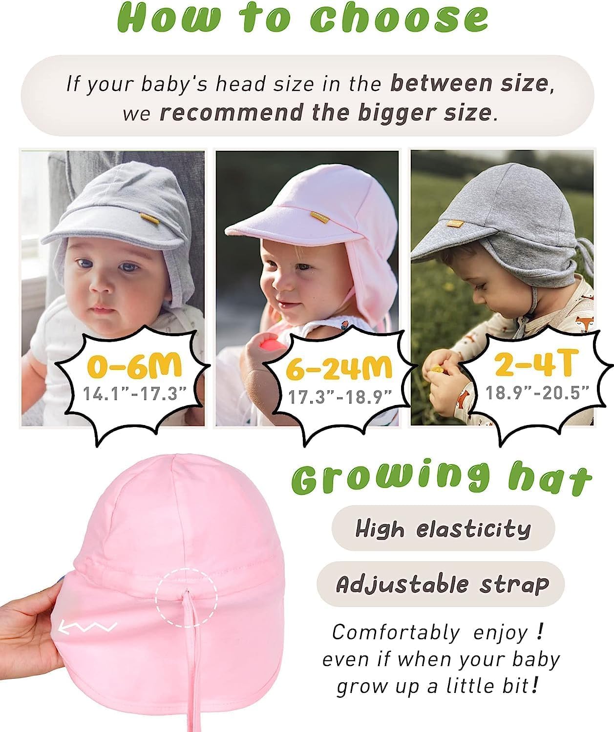 FURTALK Baby Sun Hat UPF 50+ UV Ray Sun Protection Cotton Toddler Hats for Boys Girls
