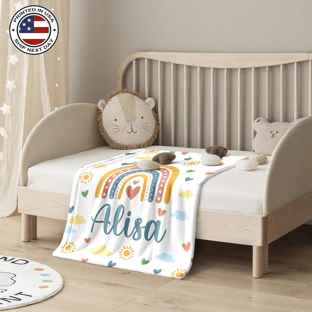 Ship Next Day, Personalized Baby Blanket – Printed in USA, Custom Baby Blanket for Boys & Girls, Baby Blanket with Name, Baby Shower, Easter, Christmas, Birthday Newborn & Toddler Gifts, Baby Gifts
