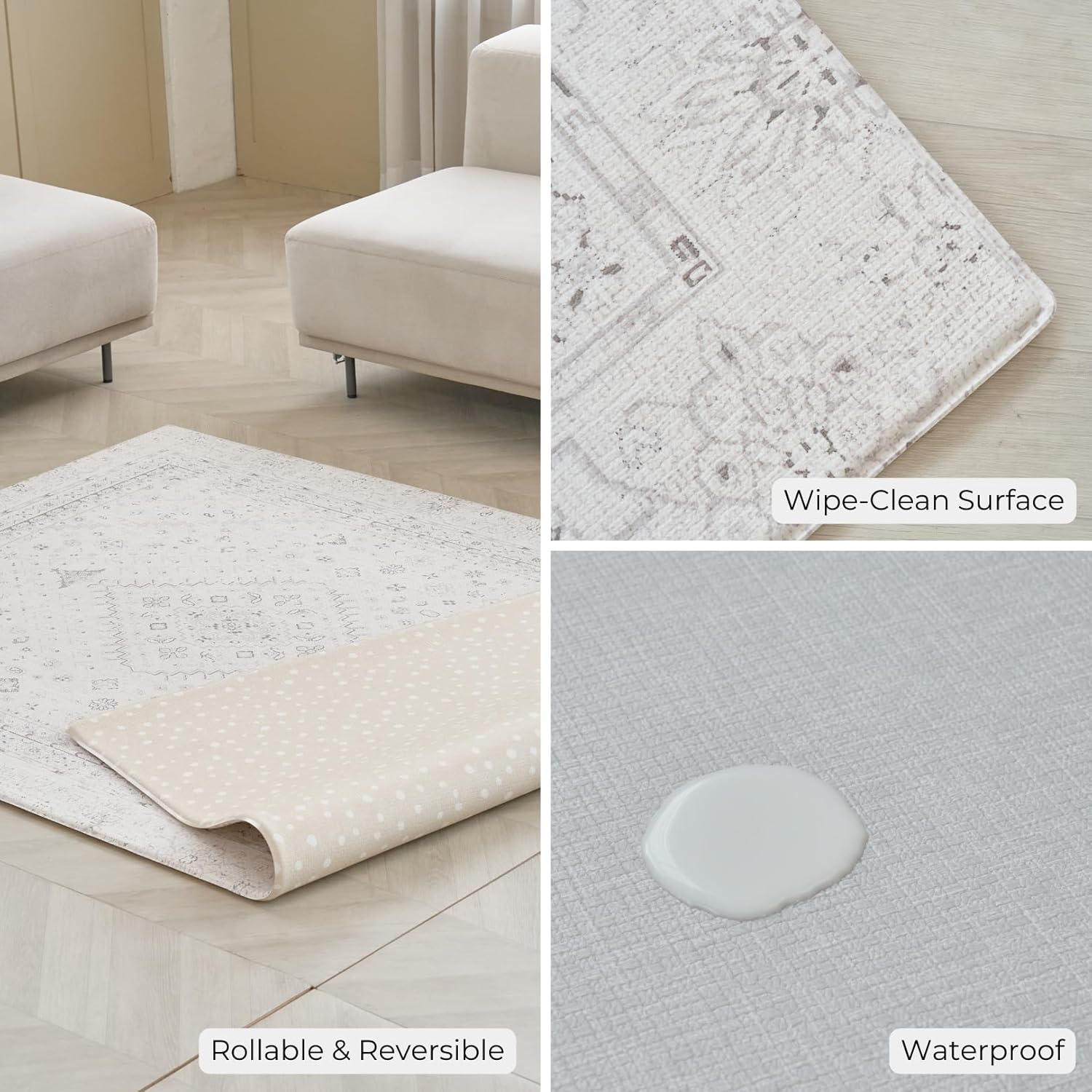 Baby Care Soft Rug (Prestige, Ikat - Persia) 98'' x 59'' Original One-Piece Reversible Rollable Waterproof Play Mat for Infants, Babies, Toddler, and Kids