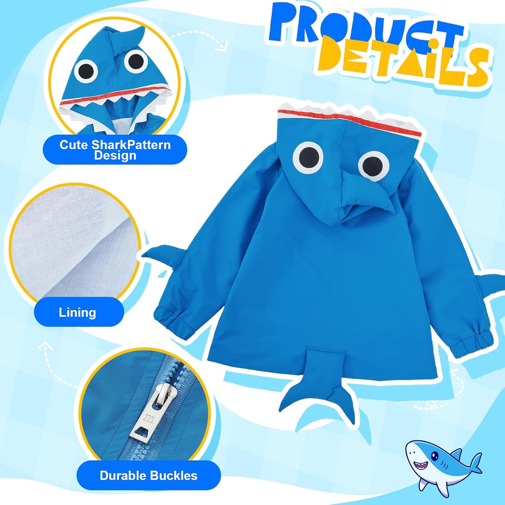 2 Pcs Toddler Raincoat Rain Boots Set Kids Baby Cartoon Hoodie Zipper Jacket Short Rain Shoes for Little Boys Girls