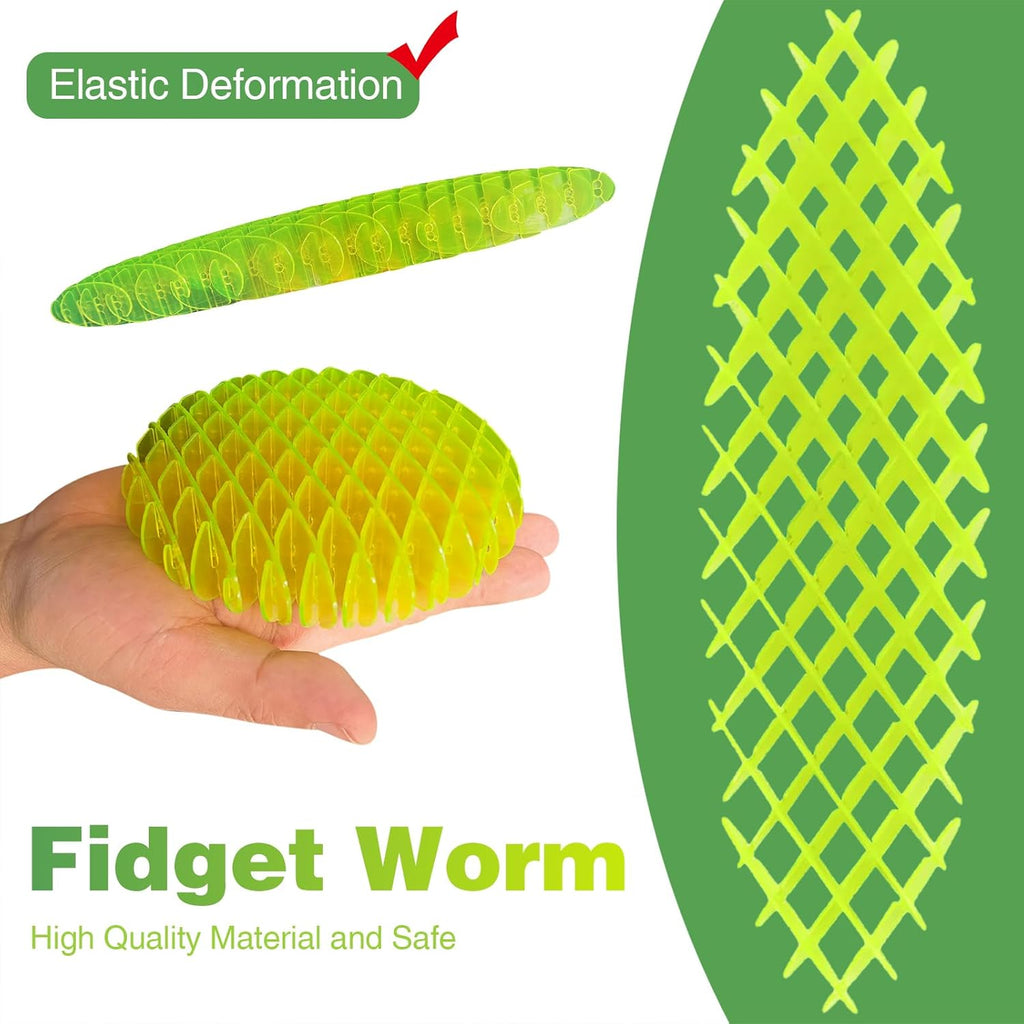 Fidget Worm Toy, Funny Pocket Fidget Toy, Sensory Stress Anxiety Relief Toys for Kids Adults (S-Diameter 3.15inch)