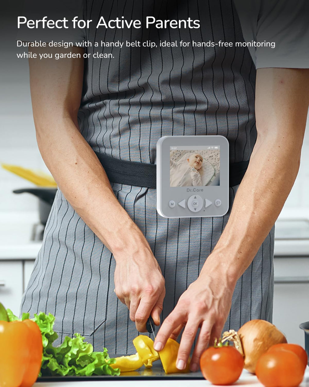 NeoView Video Baby Monitor with 2 Cameras, 2.8” Screen, 2-Way Audio, Video Loop Recording, Night Vision, Real-Time/VOX Monitoring, Temperature Sensor, Lullabies, Belt Clip Design