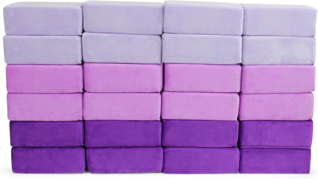 The Original Premium Plush Building Block for Kids - Certified Safe Foam Blocks in Luxuriously Soft Fabric Covers - Set of 24 (Grape)