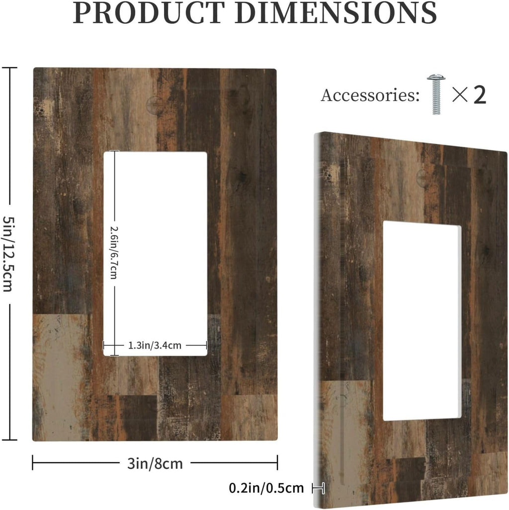 Rustic Brown Wood Grain Dark Oak Decorative Outlet Covers 1 Gang Single Rocker Light Switch Cover Plate Wall Plates GFCI Faceplate for Farmhouse Home Decor