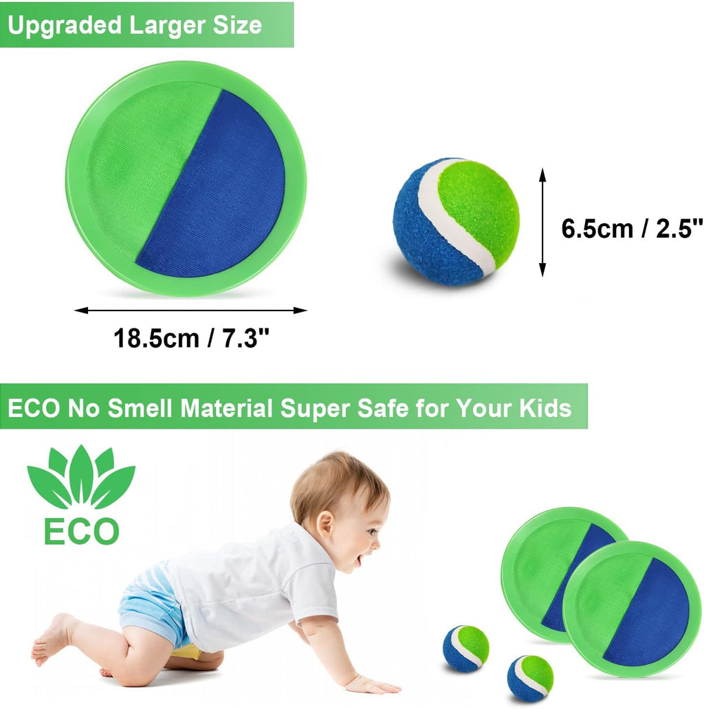 Jalunth Ball Catch Set Game Toss Paddle - Beach Toys Back Yard Outdoor Games Pool Lawn Backyard Throw Catch Sticky Set Age 3 4 5 6 7 8 9 10 11 12 Years Old Boys Girls Kids Adults Family Easter Gifts