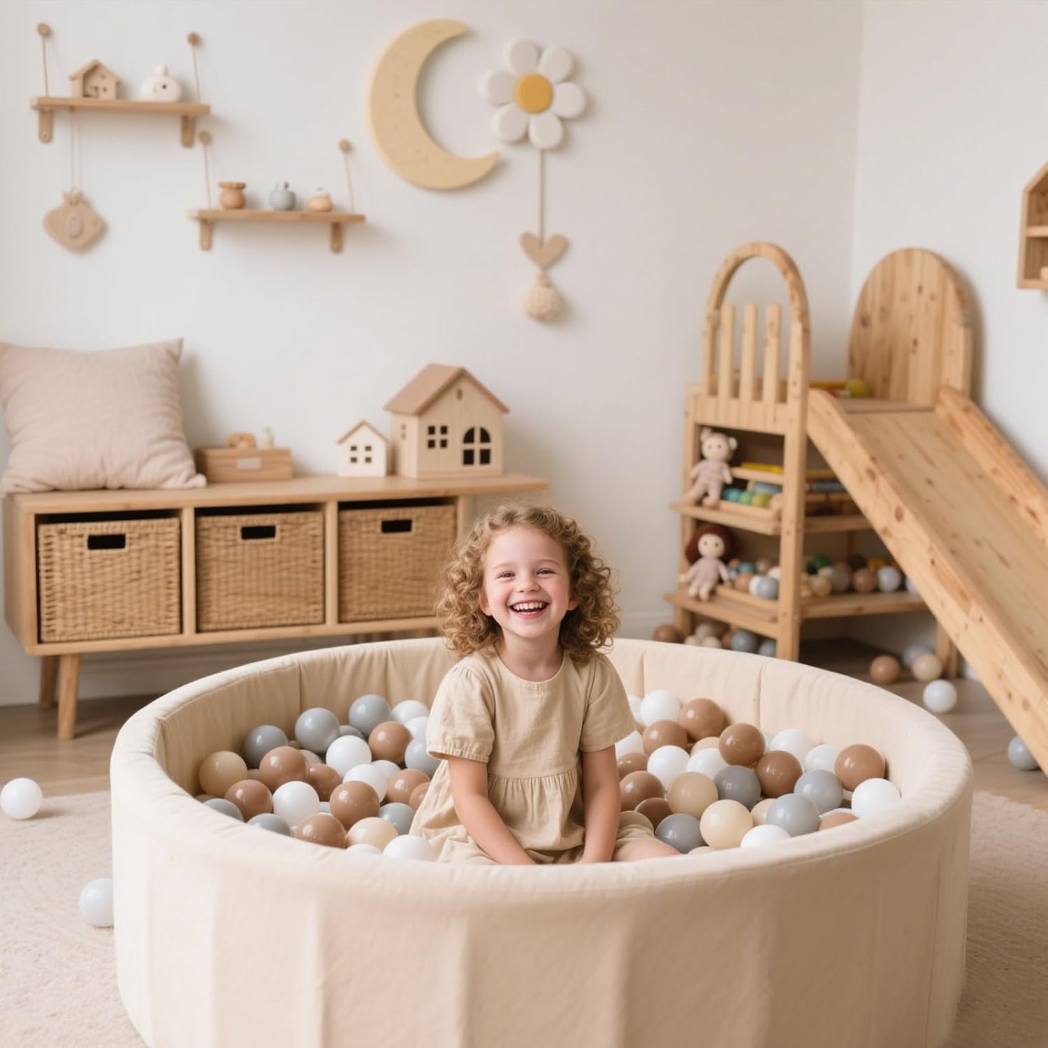 GOGOSO Balls for Ball Pit - Plastic Ball for Toddlers 1-3, Baby Kids Ball Pool Decoration 50 100 200 300 500 1000 (Grey+Coffee+ Beige+White, 50 Balls)