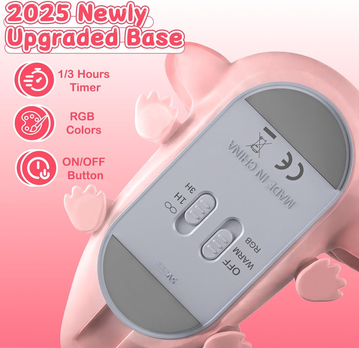 LOVERUIS Axolotl Kids Night Light Axolotls Gifts Night Lights for Kids Colorful Light with 1/3 Hours Timer Cute Nursery Night Lamp Girl Decoration Room