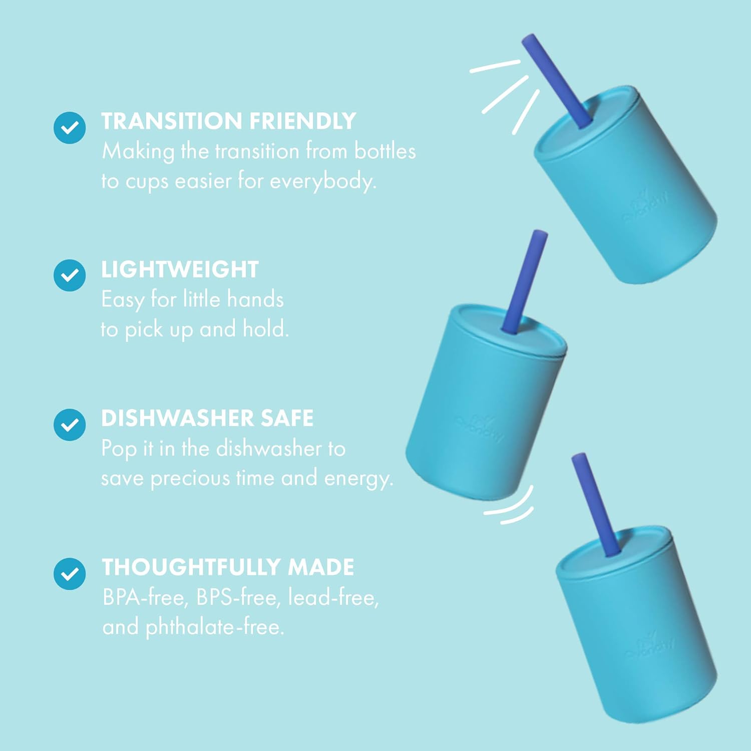 Avanchy Silicone Training Sippy Cup with Straw Lid – For Babies 6+ Months to Toddlers 1 Year Old – 8 oz Infant Water Cup for Baby Led Weaning, Gray + 5 Reusable Straws