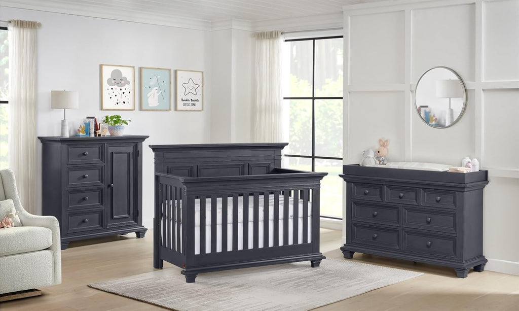Oxford Baby Weston 4-in-1 Convertible Baby Crib, Midnight Slate, Green Guard Gold Certified