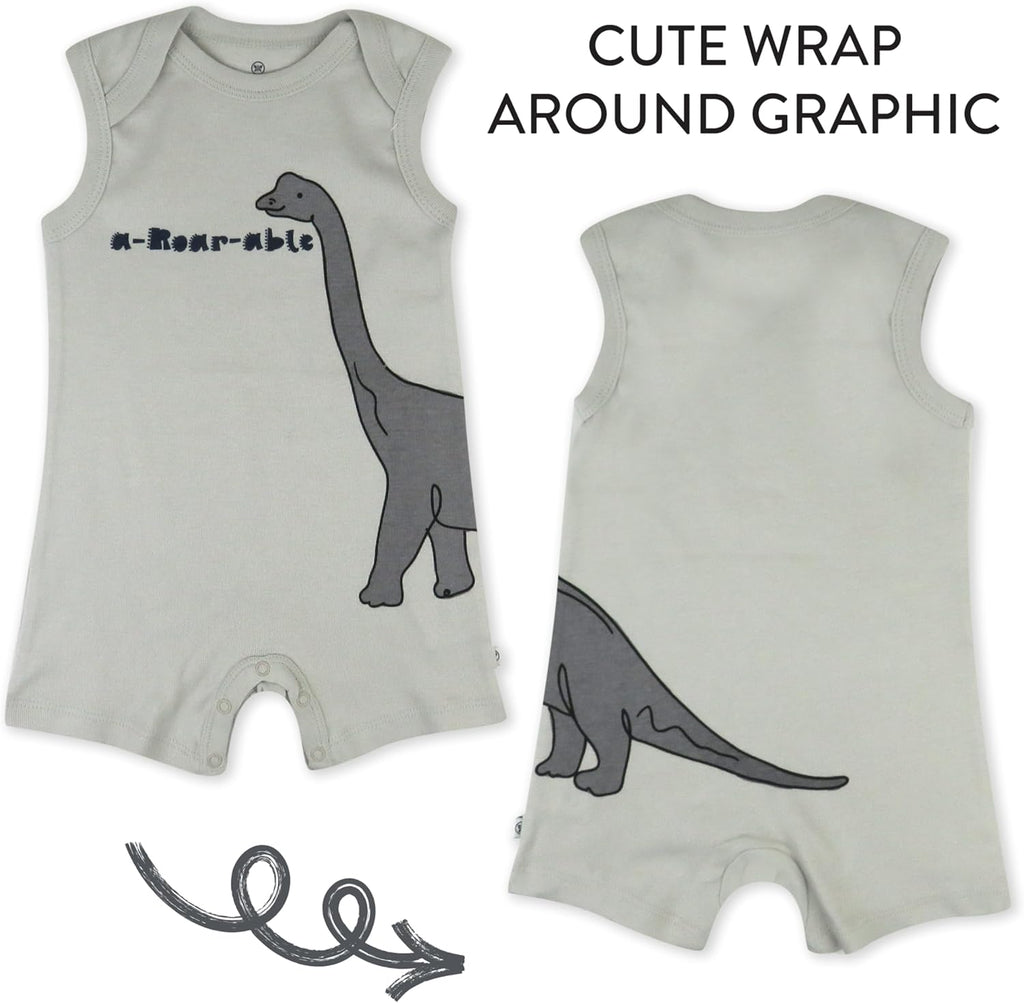 HonestBaby Short Sleeve and Tank Romper 100% Organic Cotton for Infant Baby and Toddler Boys