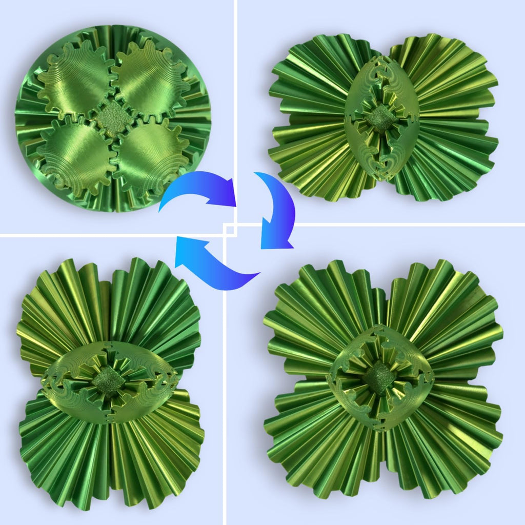 3D Printed Gear Ball, Gear Sphere Fidget Toy Stress Relif Toy for ADHD, Anxiety Relaxing Toy for Adults at Work/Study/Travel, Yellow-Green