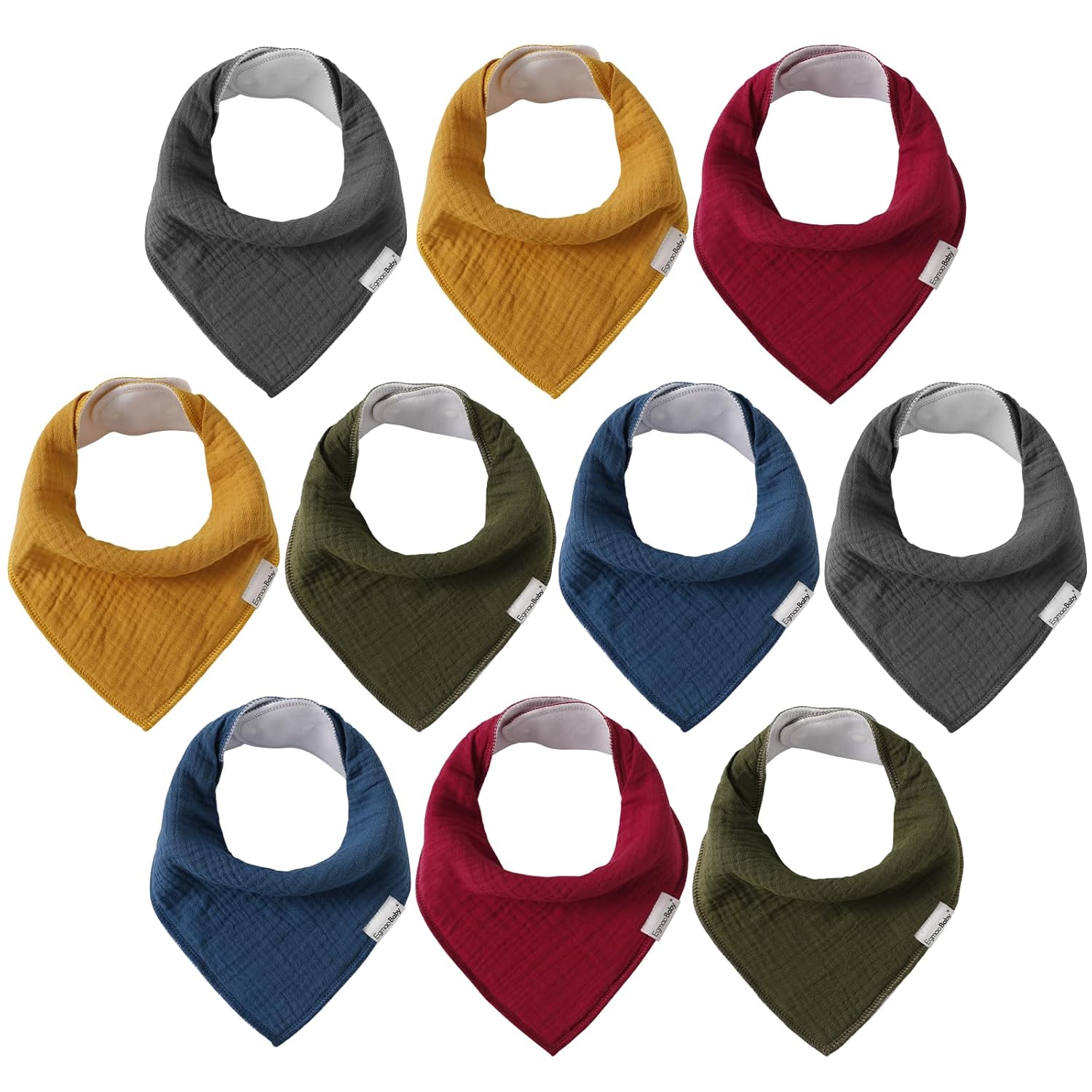 Muslin Baby Bibs for Boys Girls,10 Pack Super Absorbent Baby Bandana Drool Bibs Set for Teething and Drooling,100% Cotton Soft for Infant,Newborn