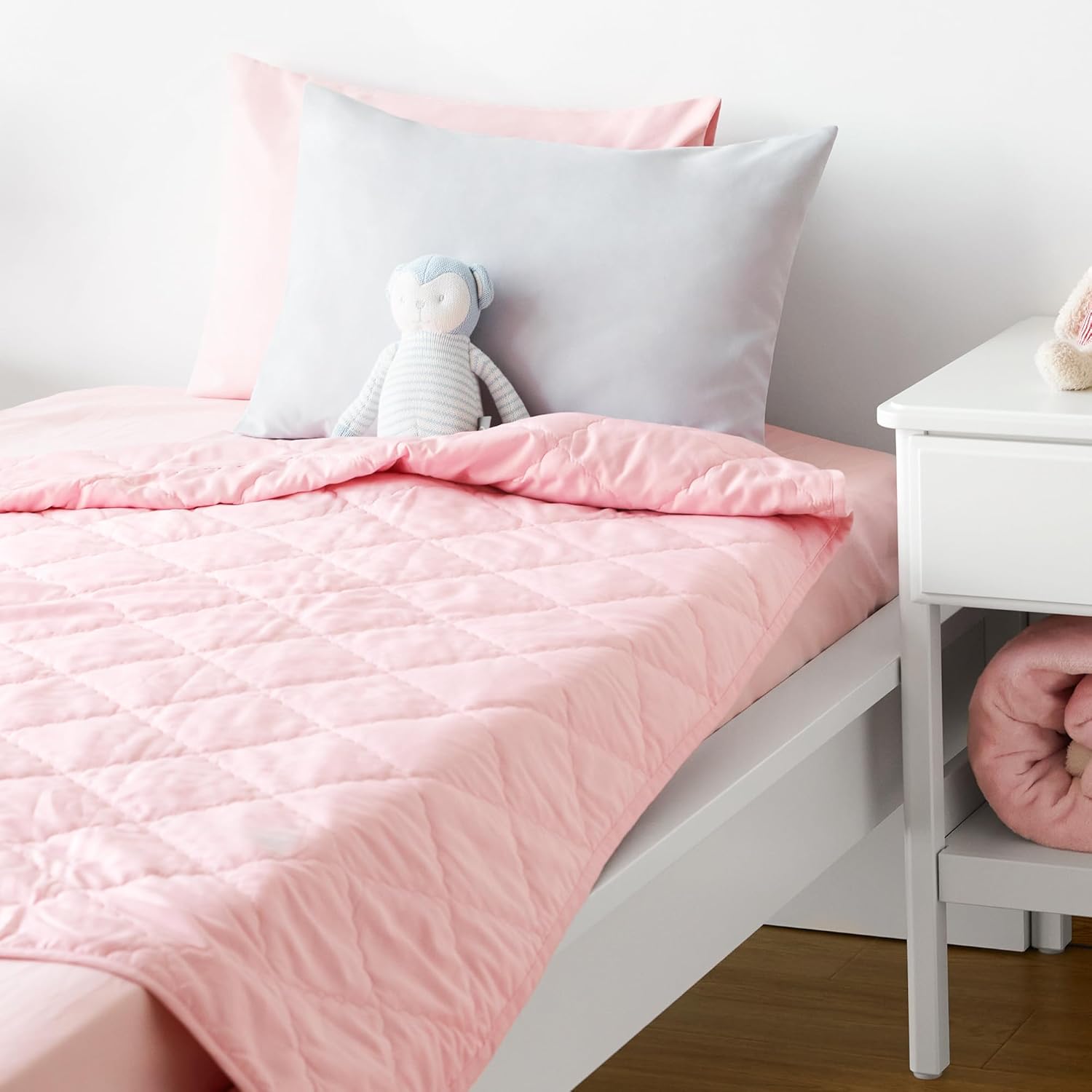 TILLYOU Toddler Pillowcase 2 Pack with Envelope Closure,13" x 18" Silky Soft Microfiber Travel Kids Pillowcase for Boys and Girls,Gray & Pink