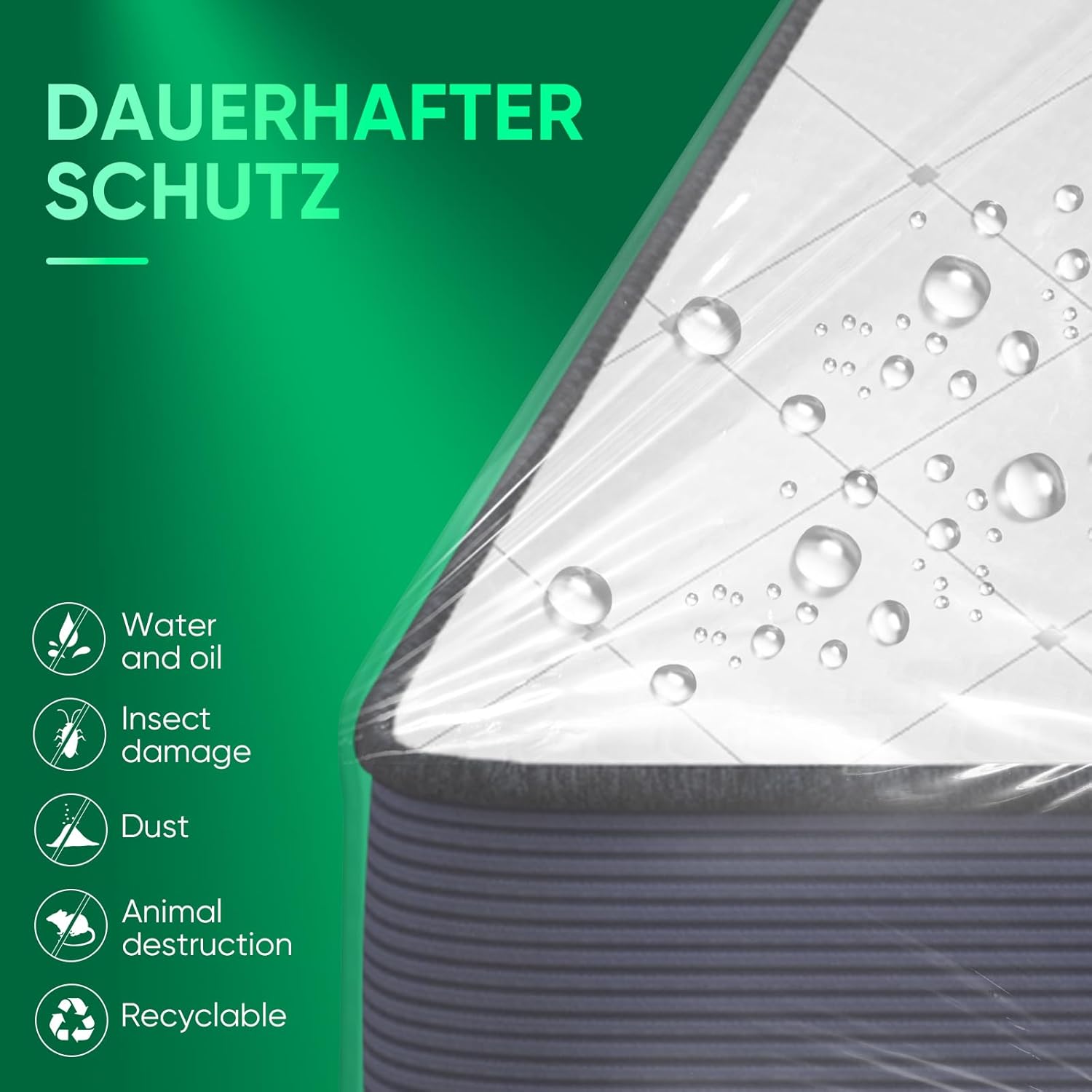 ZCHENBS® – Mattress Bags for Moving and Storage,Mattress Bag with Zippers,5 Mil Ultra-Thick Bed Bag,Waterproof,Anti-Tear,Heavy-Duty Mattress bag (Tansparent/Green, Full/Full XL-(1 Pack))