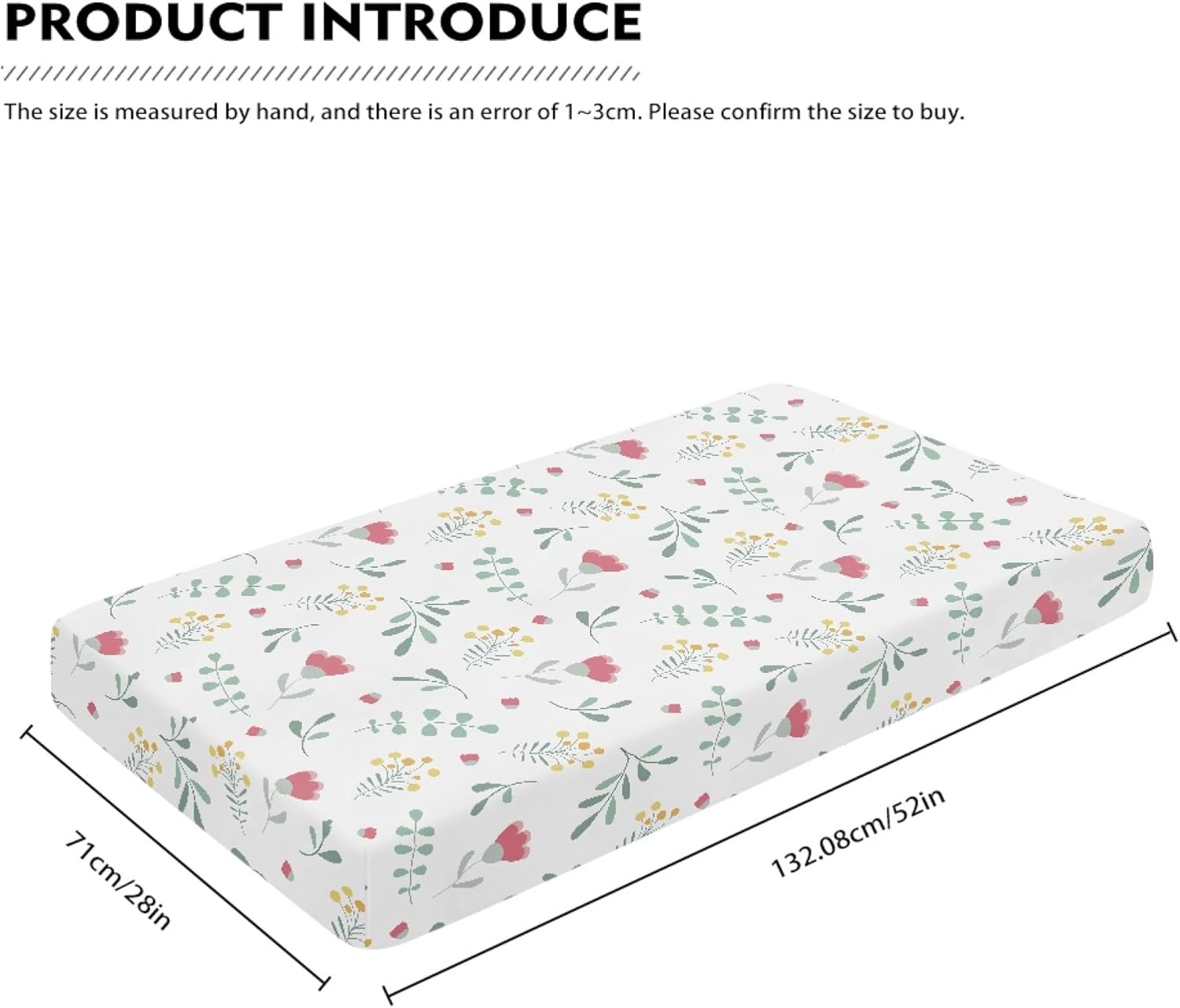 Floral Pattern Flowers and Leaves Fitted Crib Sheet Tulip Flower Baby Crib Sheet Fit Standard Crib and Toddler Mattress,Crib Mattress Sheets for Boys Girls 28"x52"