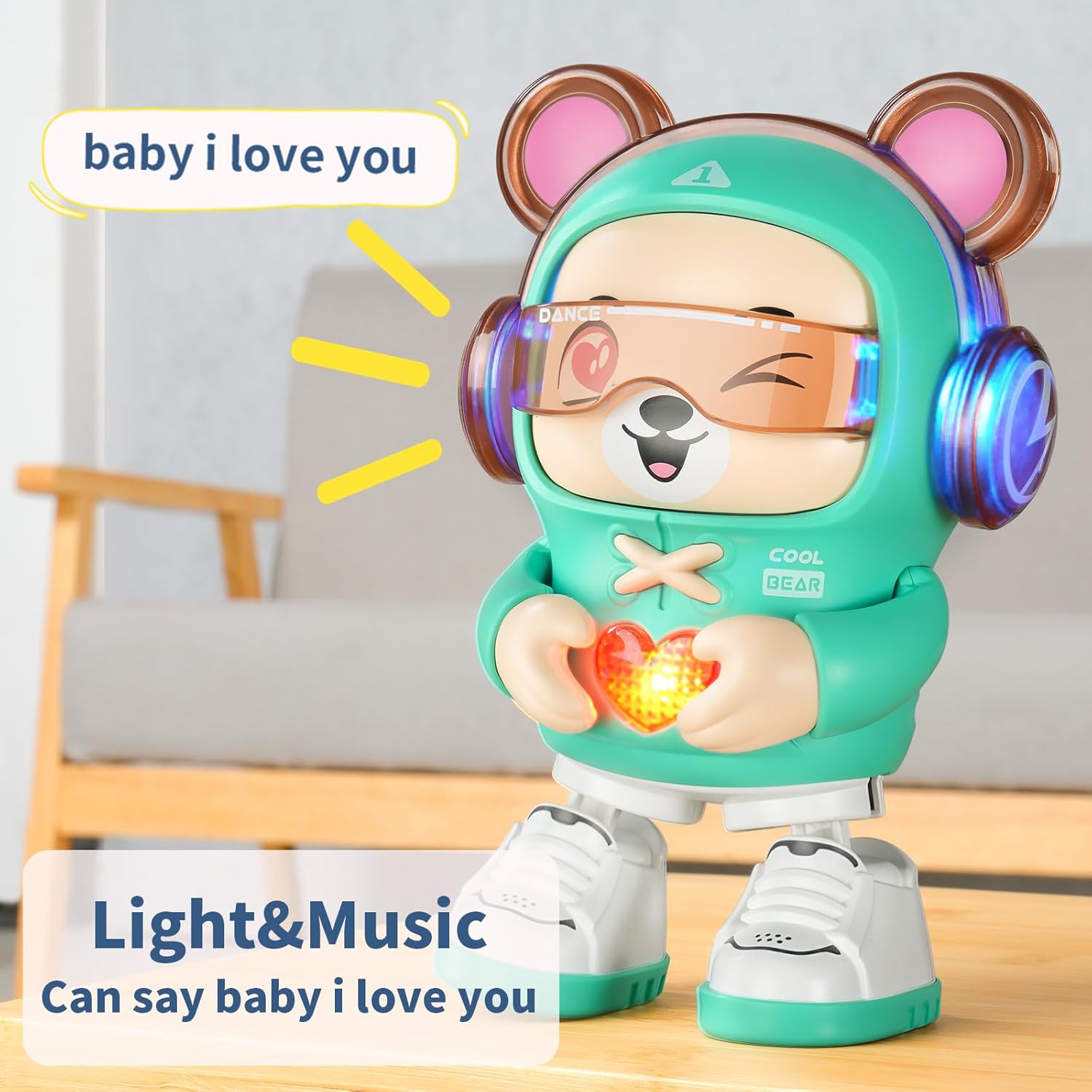 SXJ Interactive Baby Toys,with Light&Musical, Dancing,Love Gesture,Fun Moving Crawling Toy for Babies Age 6-12 Months,Toddlers Toy and Kids 1-2-3-4-5 Years Old