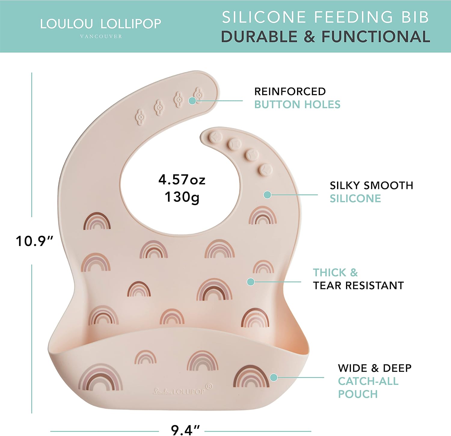 Loulou Lollipop Soft, Waterproof Silicone Feeding Bib for Babies and Toddlers