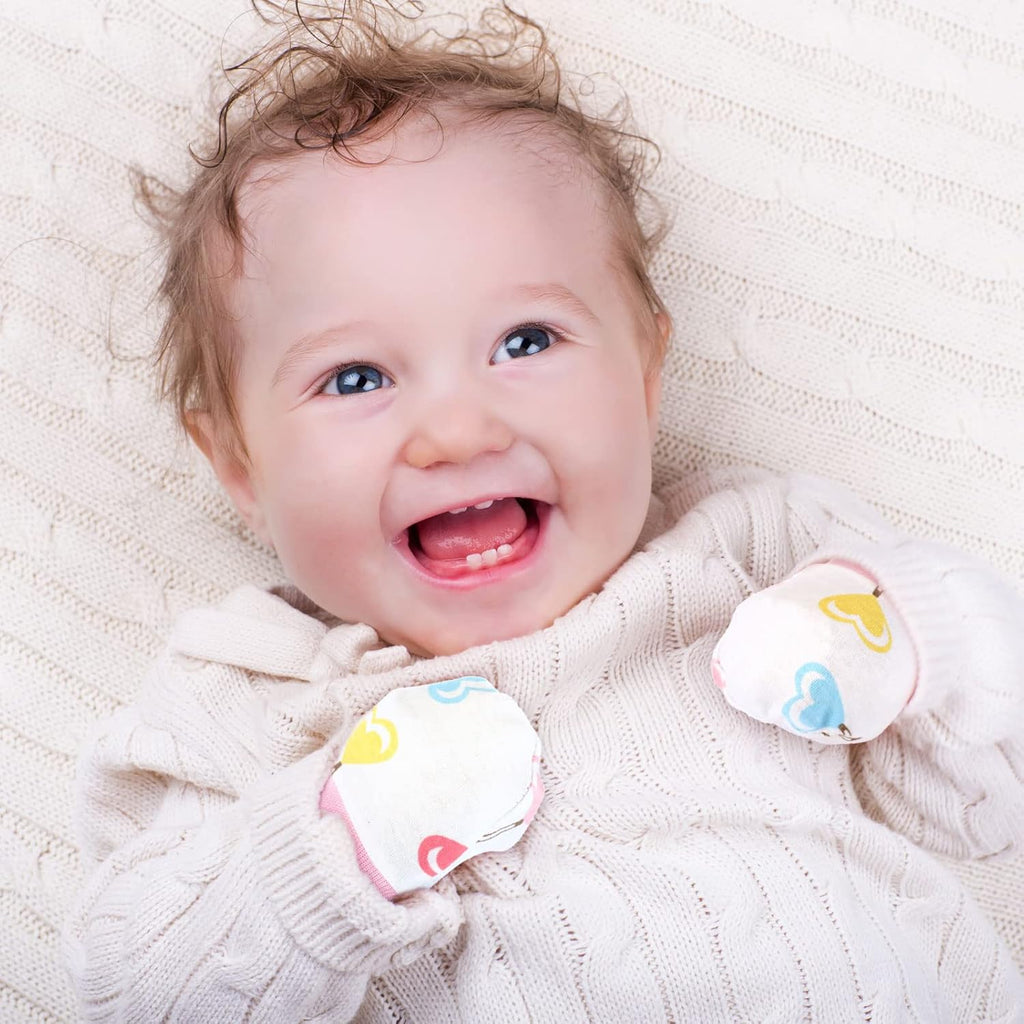 6 Pairs Newborn Baby Mittens No Scratch Gloves Infant Toddler Anti Scratch Essentials Unisex Cotton for 3-9 Months Girls Boys(Pink Series, Cute)