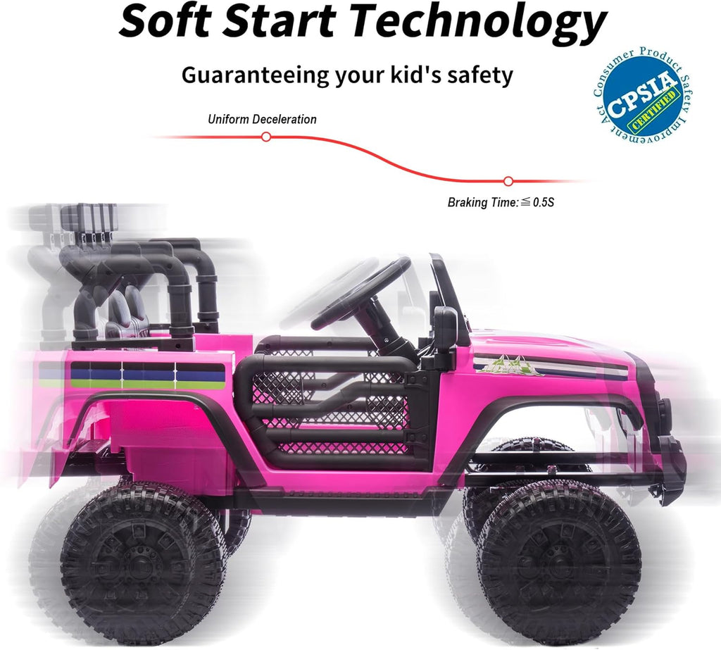 24V Kids Ride on Toy, Kids Electric Vehicles Car Ride on Car Truck for Toddlers with Remote Control, 2x200W Motor - Pink