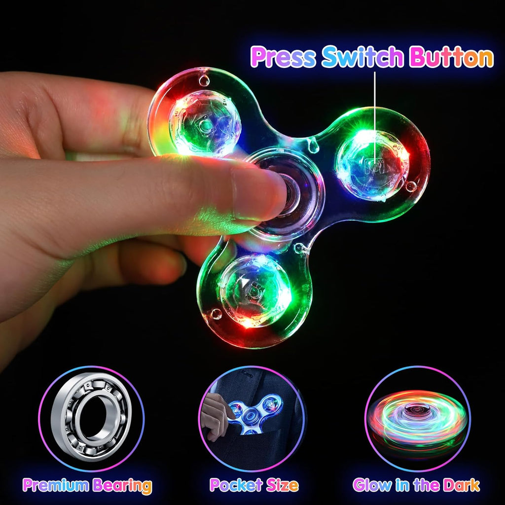 Gigilli Fidget Spinners, Led Light Up Fidget Spinners for Kids 6-12, Party Favors Goodie Bag Stuffers Glow in The Dark Party Supplies, Birthday Fidget Toy Classroom Prizes Return Gifts