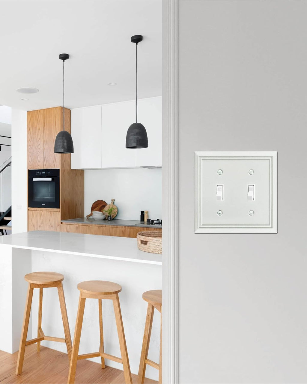 2-Pack Double Toggle Wall Plate, Decorative Light Switch Cover, Metal Switch Plate Cover, Off White Finish, Midsize