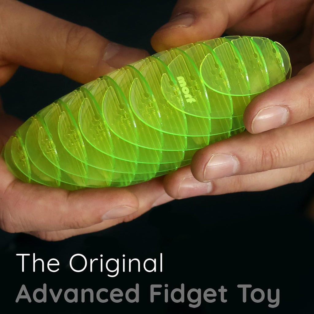 Big Morf Fidget Worm Green - Desk Fidgets for Adults - Quiet Morf Worm Fidget Toy Sensory Toys - Fun and Interactive Morf Fidget Toy for Kids - USA Patent Pending Morf Figgy Toys - Big - 2-Pack