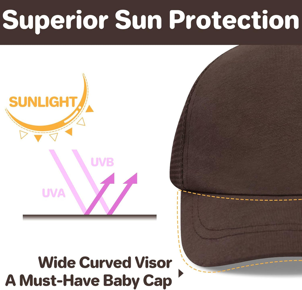 qikqik Baby Baseball Cap Toddler Baseball Hat with Mesh Infant Sun Hat UPF 50+ Baby Ball Cap Toddler Girl Hats Kids Hat Boys