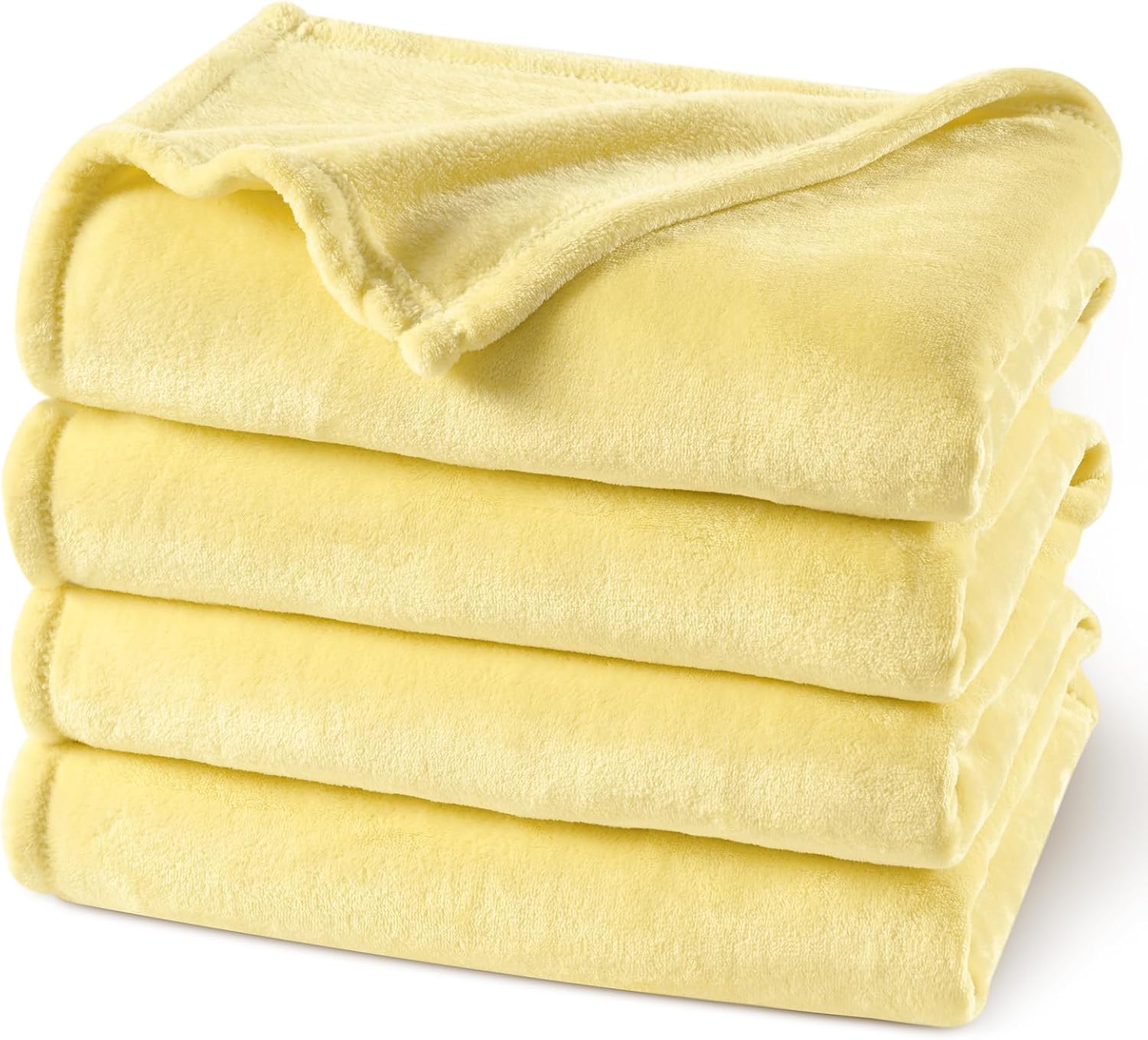 PHF Ultra Soft Fleece Blanket Twin Size, No Shed No Pilling Luxury Plush Cozy 300GSM Lightweight Blanket for Bed, Couch, Chair, Sofa Suitable for All Season, 66" x 90", Yellow