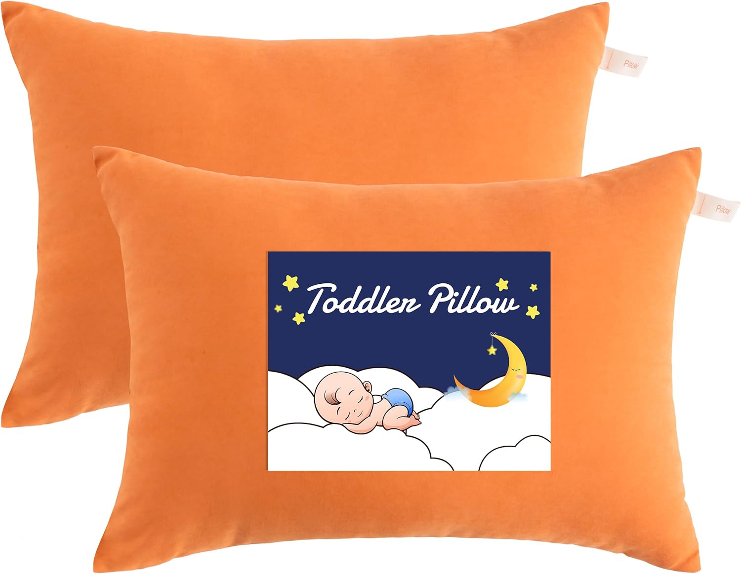 NTBAY Toddler Pillows, Down Alternative 13"x18" Pillows, Machine Washable - Soft and Breathable Travel Small Pillows for Sleeping, Ideal for Daycare, Crib, Cot, Orange