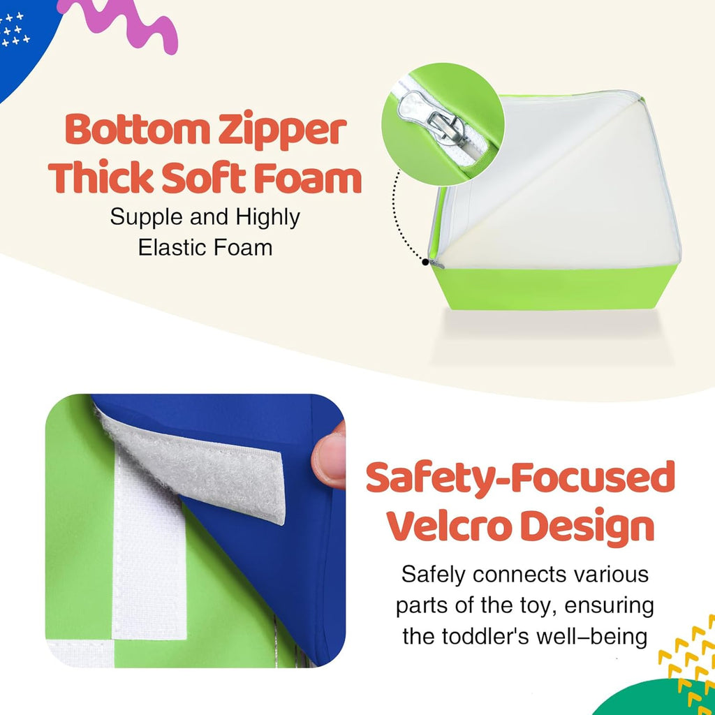 4-Piece PU Leather Baby Foam Climbing Blocks for Toddlers - Soft Play Climbing Toys for Toddlers - Foam Climbing Set for Crawling and Sliding Indoor (Red Yellow Blue)