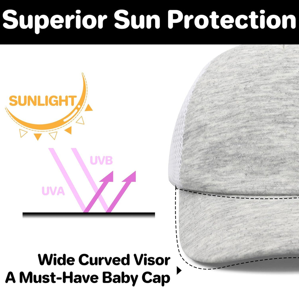 qikqik Baby Baseball Cap Toddler Baseball Hat with Mesh Infant Sun Hat UPF 50+ Baby Ball Cap Toddler Girl Hats Kids Hat Boys