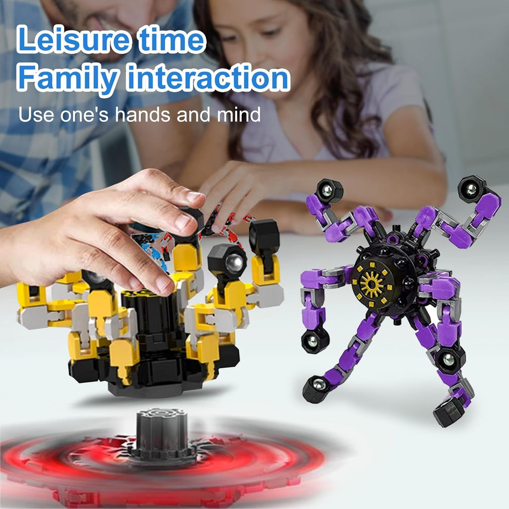 18 Pcs Finger Spinners Sensory Toys, Creative Transformable Chain Robot Toy Fidget Finger Spinners DIY Stress Relief Toy with Transformable Chain for Boys Girls