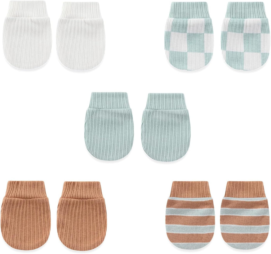 5 Pairs Baby Not Scratch Mittens 0-6 Months New Born Boy Girl Gloves Cute Infant Accessories