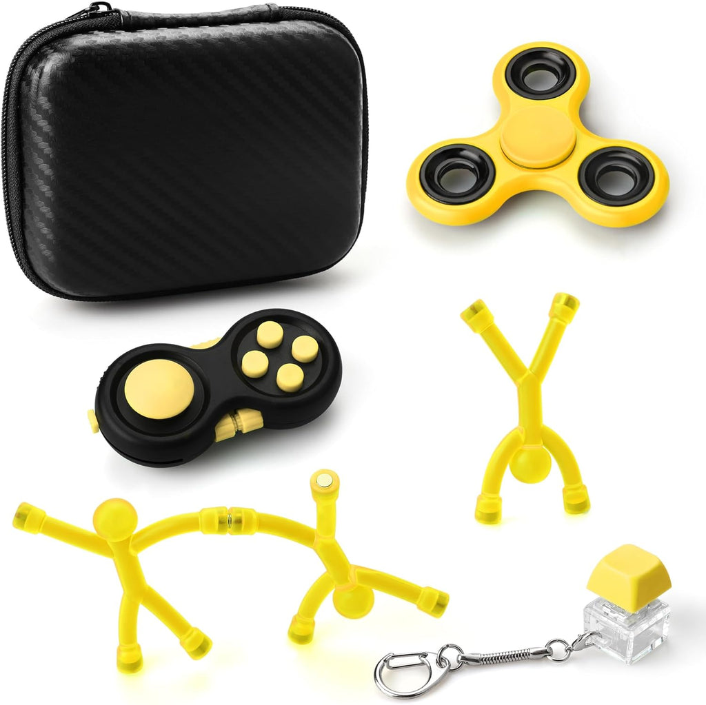 Fidget Toy Set, Fidget Toys for Teens, Adults Fidgets for Anxiety and Stress, Desk Fidgets for Adults, Fidget Sensory Toys Autism Children (Yellow)