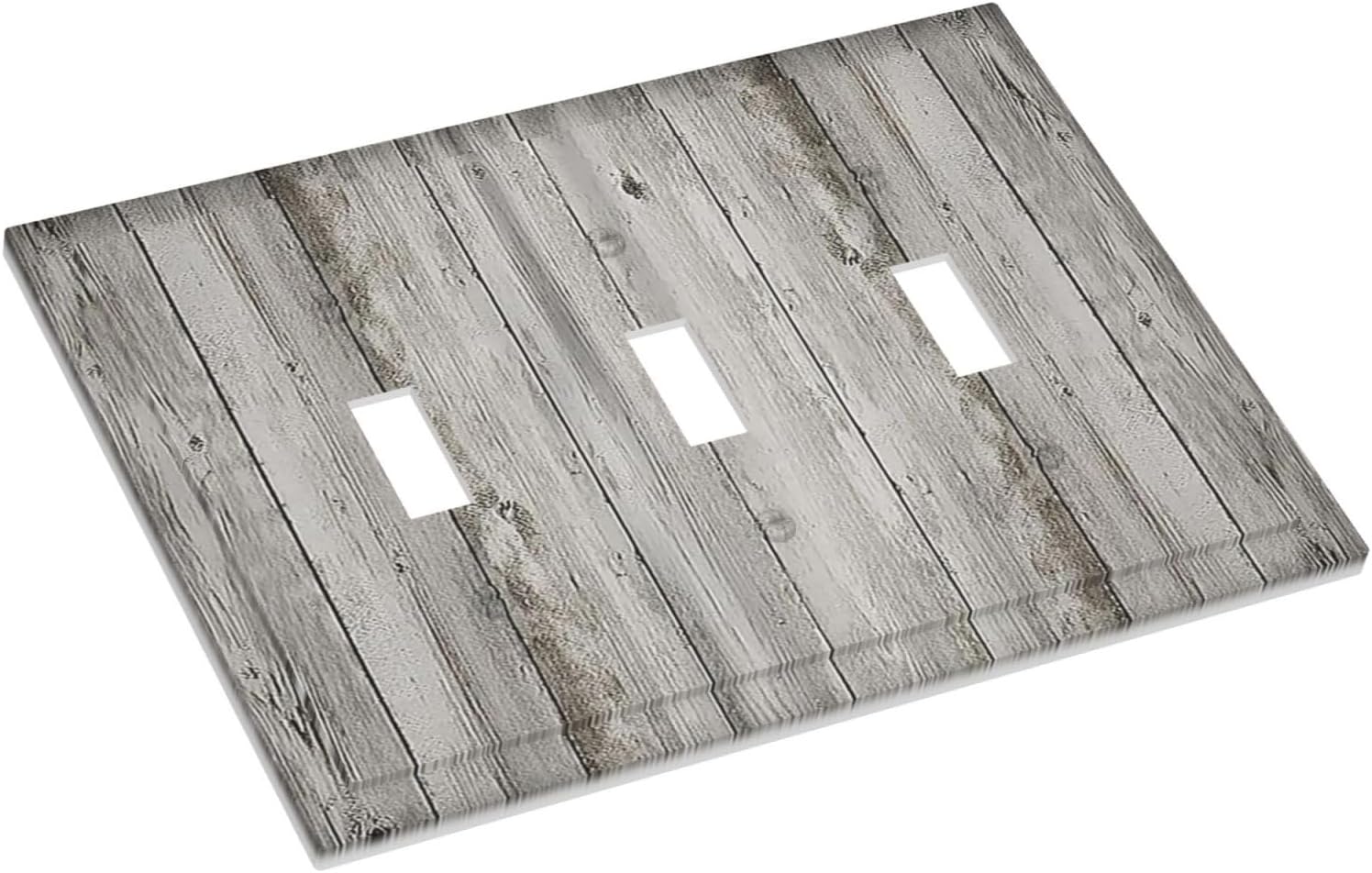 Decorative Switch Plates Farmhouse Rustic Grey Barn Door Wood 3 Gang Wall Plate Triple Toggle Light Switch Cover Faceplate Electrical Wall Panels for Bedroom Cabin Decor