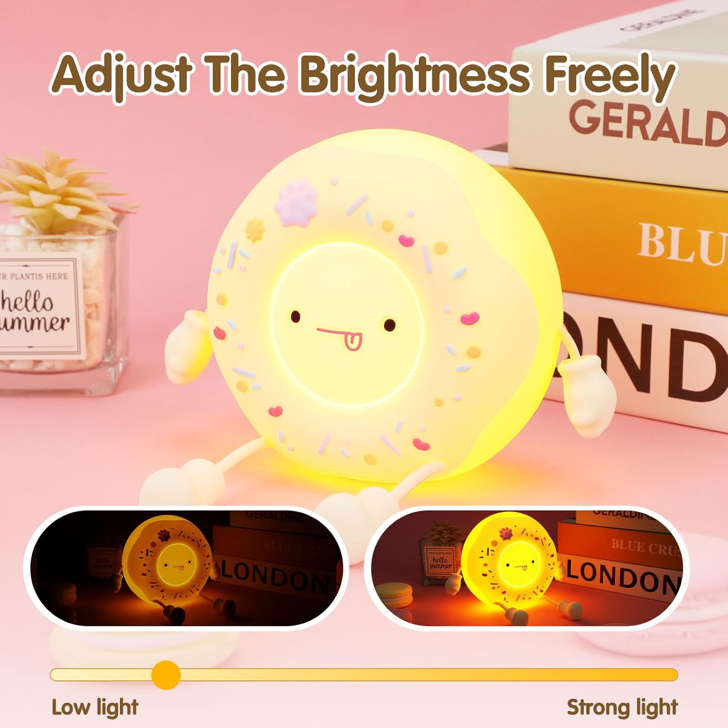 QANYI Donut Lover Lamp, Soft BPA Free Silicone Touch Night Light, Eye Caring, Stepless Dimming, Christmas Gift, Room Decor, Party, Home Office, Nursery Night Light for Kids Breastfeeding and Sleeping