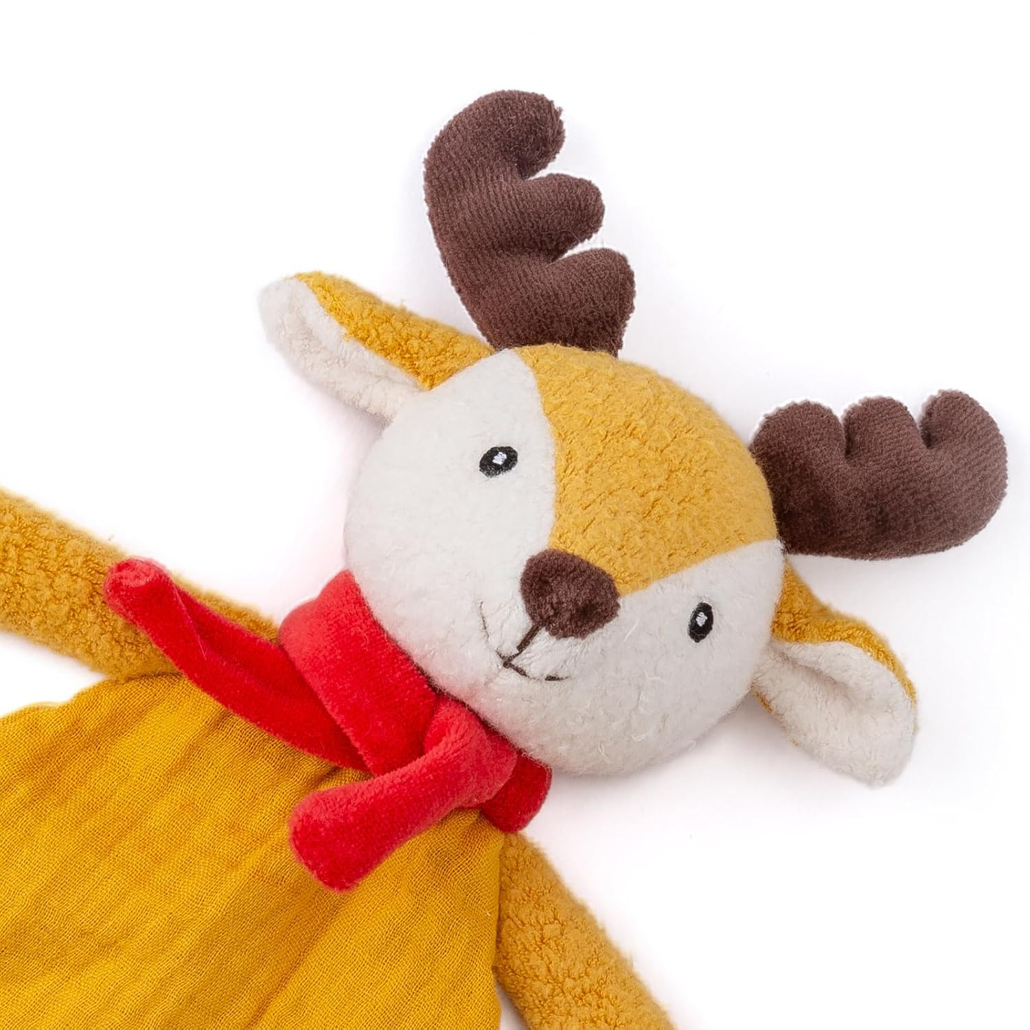 Organic Cotton Stuffed Animal Rattle Baby Toys, Plush Deer Cuddle Cloth and Hand Grip Ring Rattles Plush Toy Set for Newborns Infant Boys Girls, 2 PCS