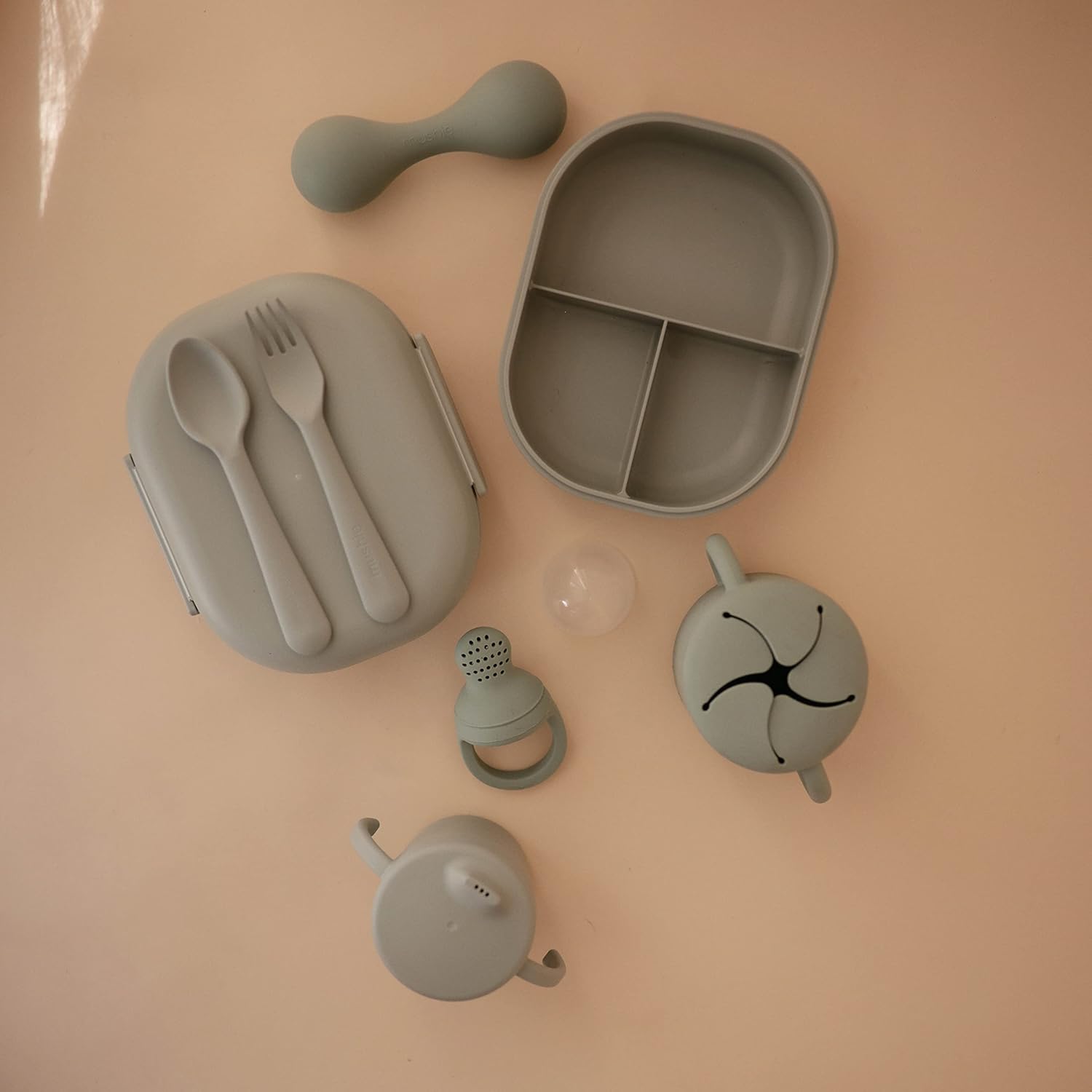 mushie Trainer Sippy Cup | Made in Denmark | Leak Resistant Twist-Off Lid & Handles | 6 Months + (Sage)