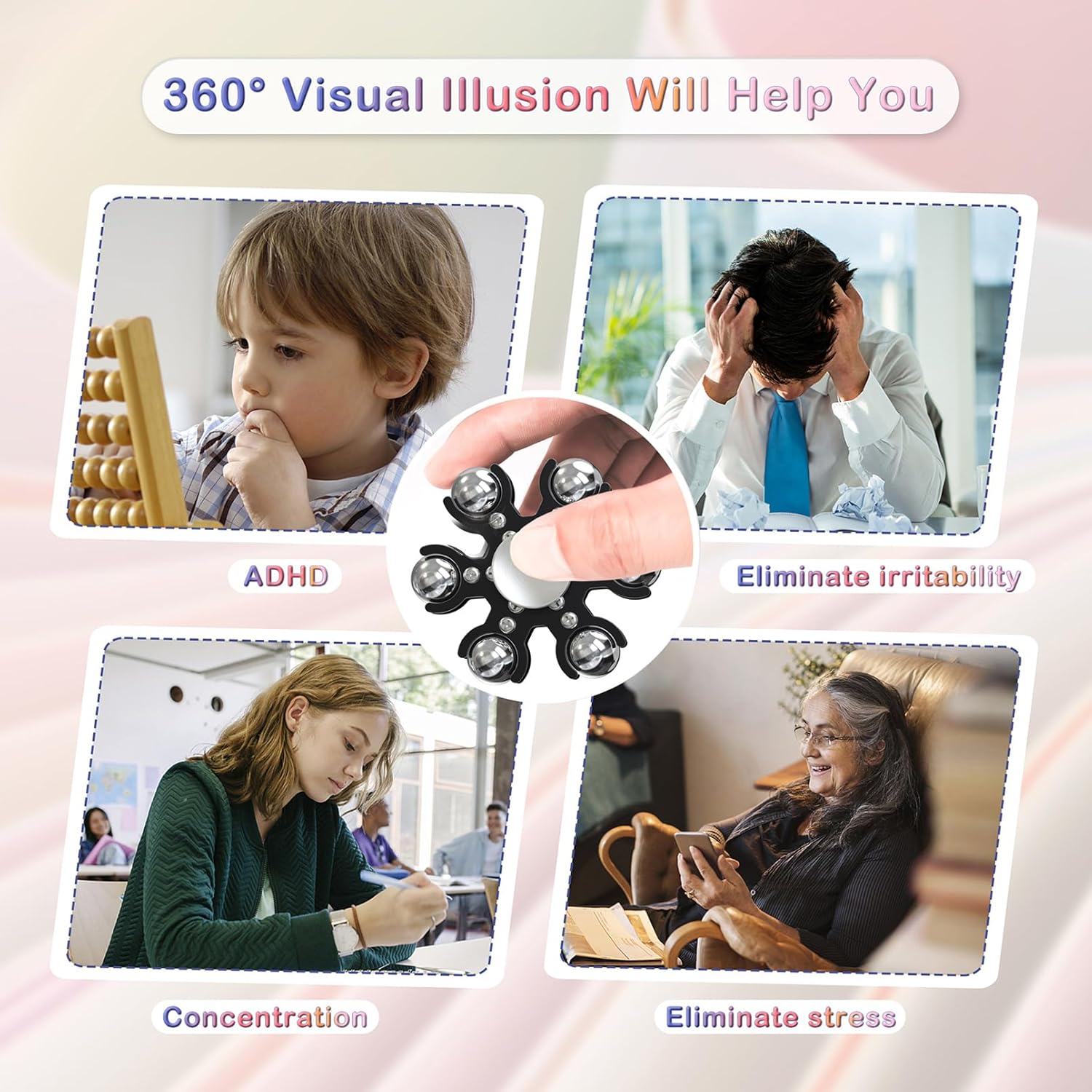 Desk-Fidget-Toys Ferris-Wheels-Spinner: Metal Kinetic-Fidget-Spinner 4mins, EDC-Toy Cool-Gadgets for School Office Christmas, ADHD Tools Gift Cool-Stuff Stress Relief Gift for Kid Children Teen Adult