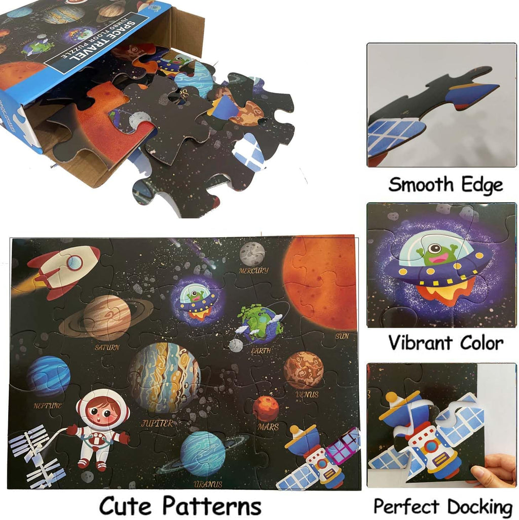 Jumbo Floor Puzzle for Kids, Large Jigsaw Puzzles 35 Piece for Kids Ages 3-5,Preschool Learning & Education Toys, Gifts for 4-8 Year Old Boys and Girls (Solar System Planet)