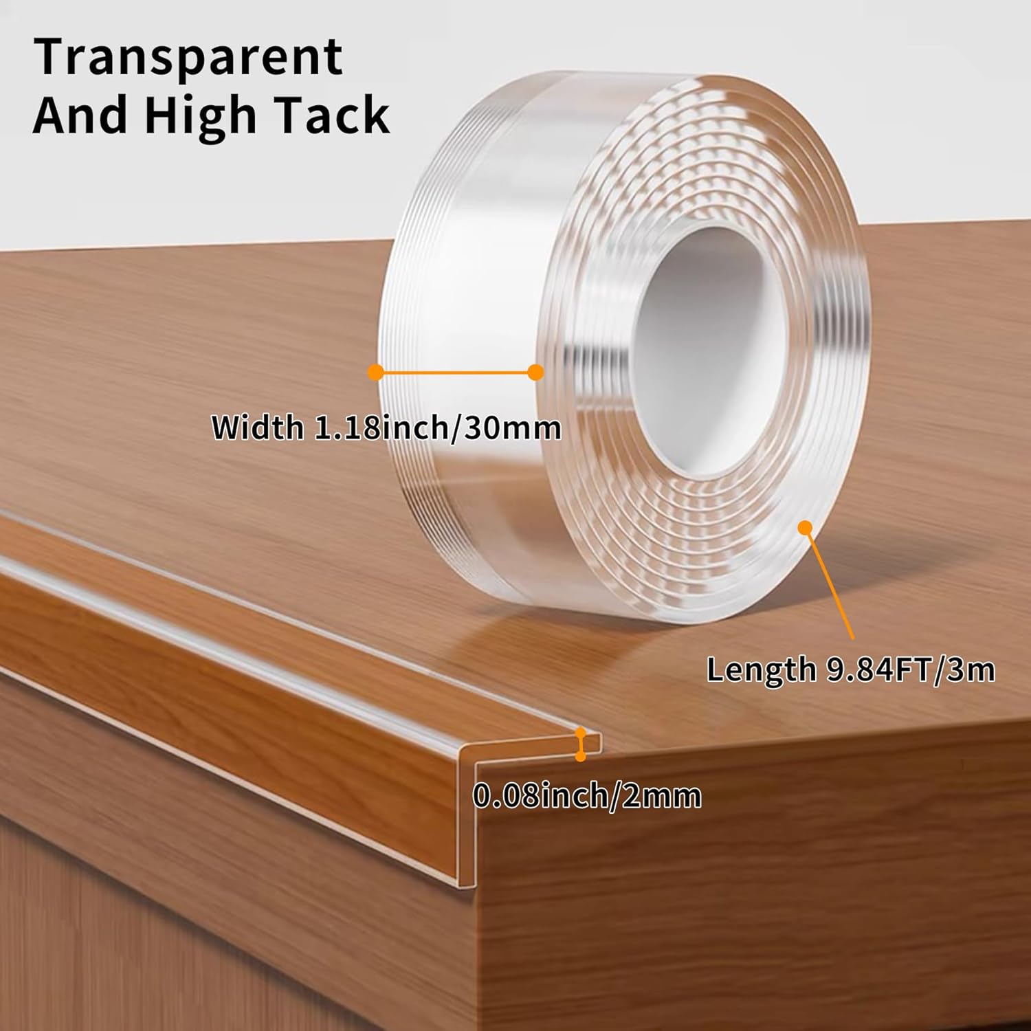 1.18 in x 9.84 FT,Clear Edge Protector Strip Sharp Edge Wrap Cover Tape, Self Adhesive Protective Bumper Guards for Cabinet Door Desk Glass Table Bed Furniture, Kitchen Countertop, Waterproof