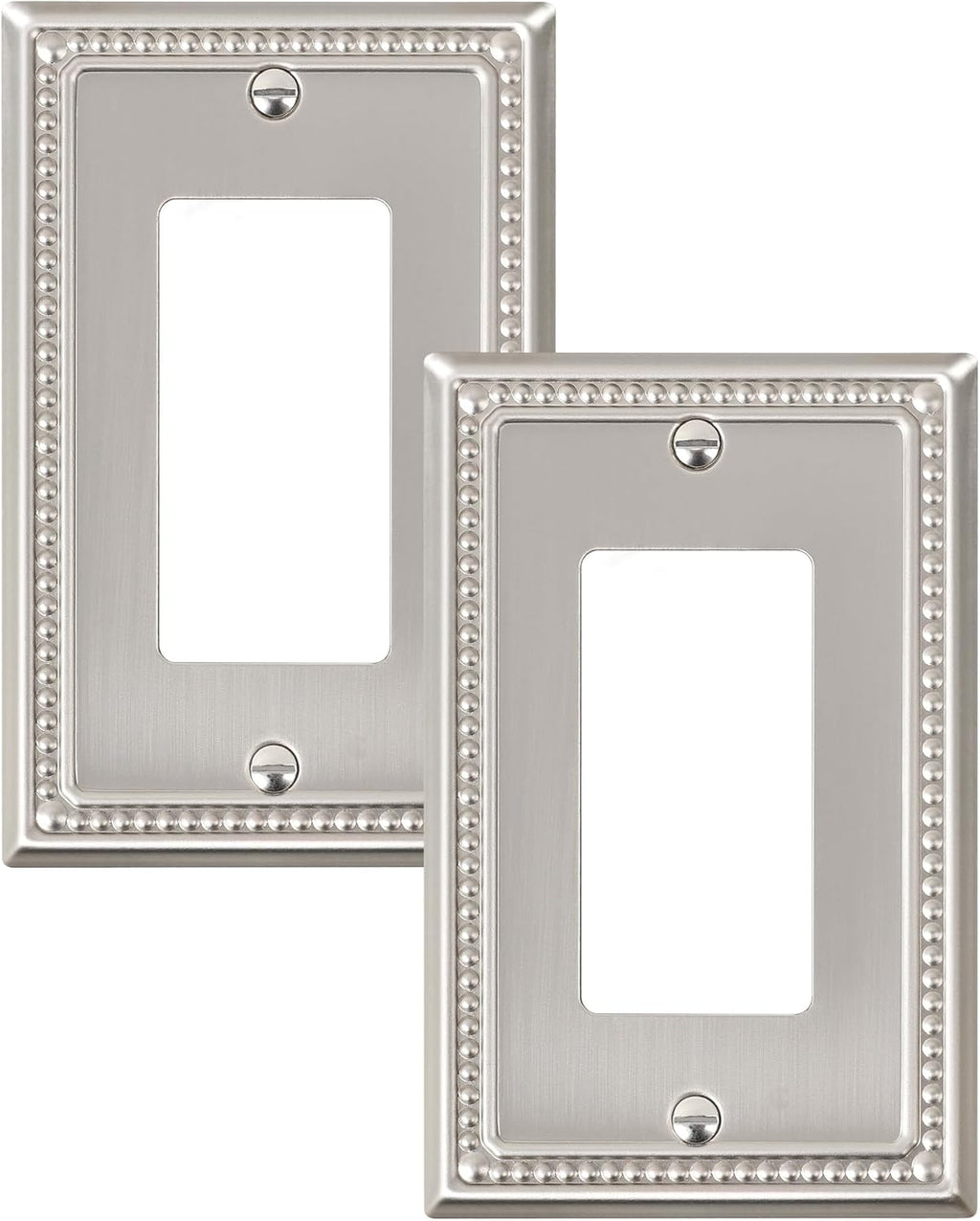 2-Pack Decorator Outlet Cover Plate, Decorative Switch Plates and Outlet Covers, Brushed Nickel Metal Wall Plates for Electrical Outlets, Receptacle, GFCI Outlet, Dimmer Switch