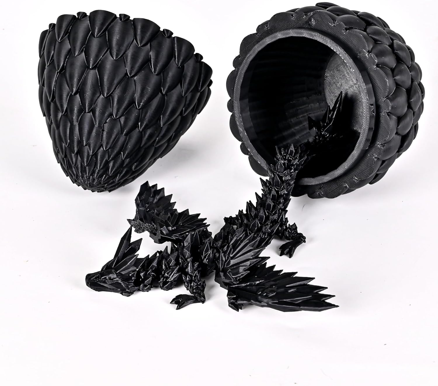 12inch Fly Dragon Egg, Year of The Dragon, 3D Printed Dragon, Executive Desk Toys, Articulated Dragon, Fidget Toys Gifts for Graduates Students Teachers Adults (Black)