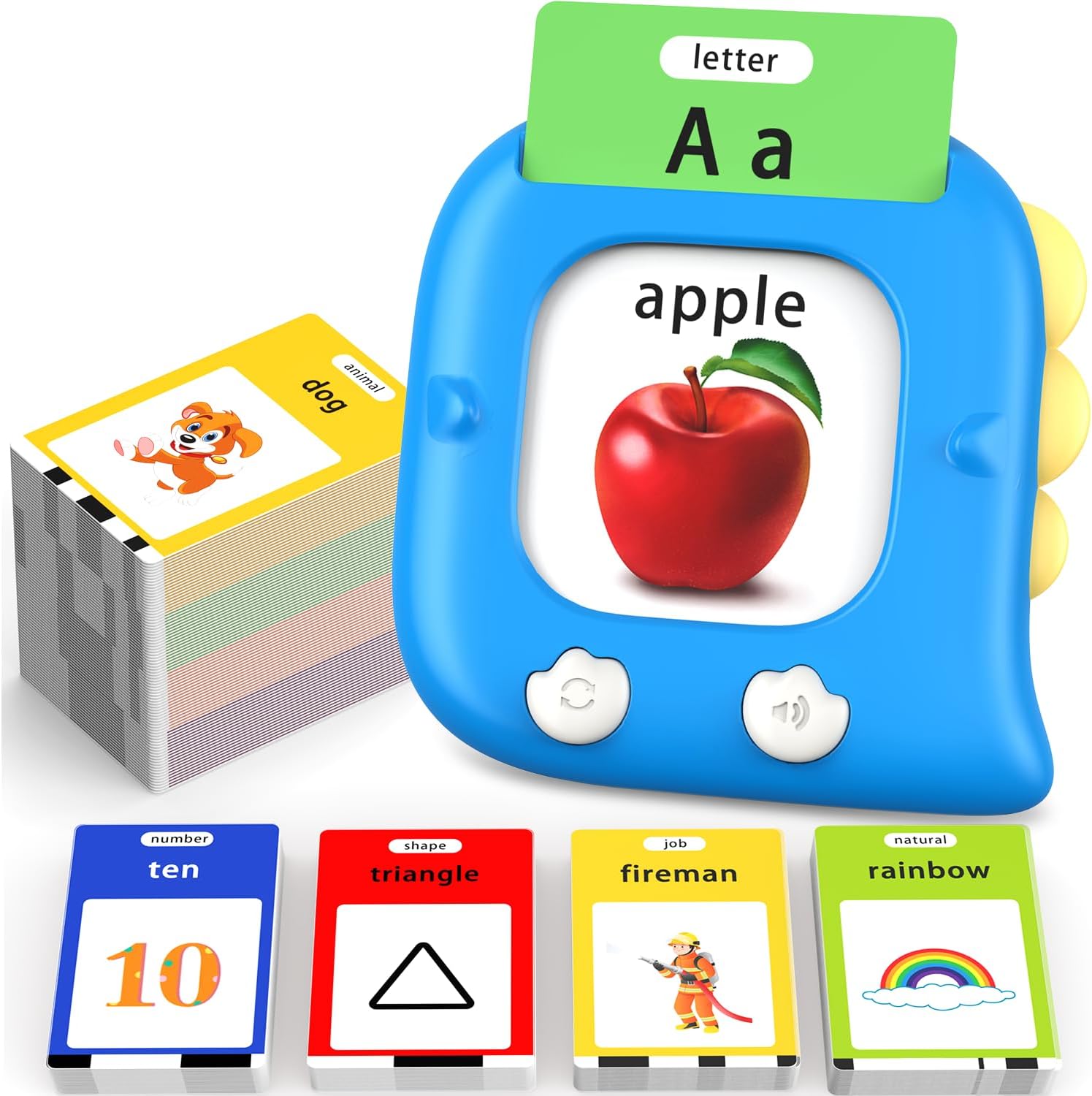 Kidzdo 520 ABCs Talking Flash Cards, Christmas Birthday Gifts for 2 3 4 5 6 Year Old Boys Girls, ABCs Early Education Learning Toys, Autism Sensory Toys for Autistic Kids Ages 2-6, Blue