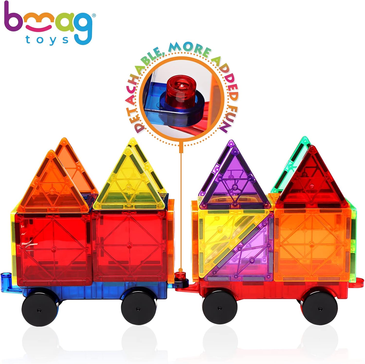 Bmag 2PCS Magnetic Car Set,Construction Vehicle Building Tiles,Magnet Toys Compatible with Magnetic Tiles,STEM Educational Toys for Boys and Girls