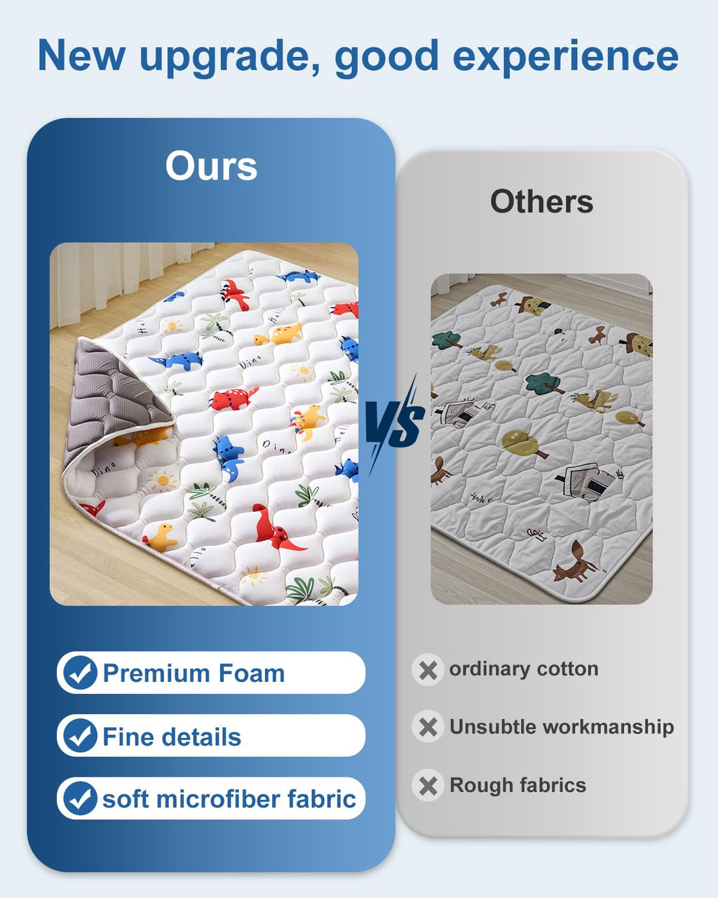Odorless Premium Foam Baby Play Mat 71" x 59", Soft Microfiber Fabric Crawling Mat for Floor- Comfortable and Hypoallergenic, Non-Slip Cushioned Floor Playpen mat for Infants,Babies,Toddlers