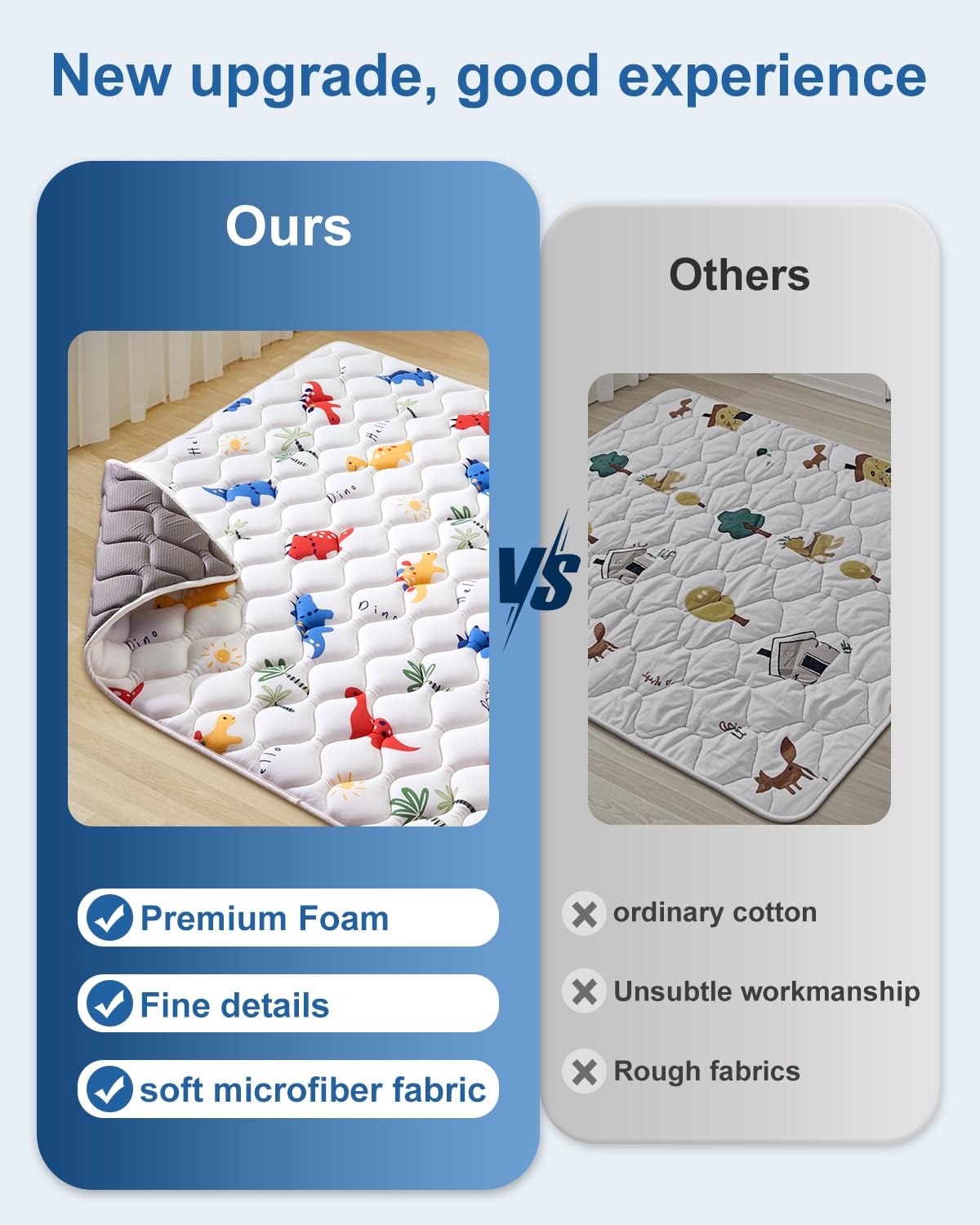 Odorless Premium Foam Baby Play Mat 71" x 59", Soft Microfiber Fabric Crawling Mat for Floor- Comfortable and Hypoallergenic, Non-Slip Cushioned Floor Playpen mat for Infants,Babies,Toddlers